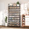 VTRIN 10 Tier Shoe Rack Tall Large Capacity 50 Pair Wide Shoe Organizer with Two Hooks Sturdy Metal Shoe Shelf for Entryway, Closet, Bedroom view 2