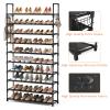 VTRIN 10 Tier Shoe Rack Tall Large Capacity 50 Pair Wide Shoe Organizer with Two Hooks Sturdy Metal Shoe Shelf for Entryway, Closet, Bedroom view 4