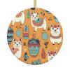 Cartoon Alpaca Cute Animal Christmas Ornament Round Ceramic Ceramic Hanging Ornaments for Home Decor Christmas Decorations with Gold Rope Xmas Tree Ceramic Hanging for Holiday Party view 1