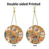 Cartoon Alpaca Cute Animal Christmas Ornament Round Ceramic Ceramic Hanging Ornaments for Home Decor Christmas Decorations with Gold Rope Xmas Tree Ceramic Hanging for Holiday Party view 3