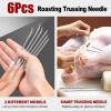 Ofargo Meat Trussing Needles, Roasting Trussing Needles for Lacing Roast Turkey, Chicken, Pork Skin, Whole Hog, Lamb, and Rotisserie Pig; 3pcs Curved Needles and 3pcs Straight Needles; 6pcs in All view 2