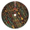 Exotic Tribe Theme Christmas Tree Skirt with Pom Pom Trim Xmas Tree Skirt for Holiday Party Soft Christmas Decorations Christmas Tree Mat Base Cover for New Yea Decoration view 1