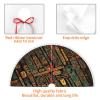 Exotic Tribe Theme Christmas Tree Skirt with Pom Pom Trim Xmas Tree Skirt for Holiday Party Soft Christmas Decorations Christmas Tree Mat Base Cover for New Yea Decoration view 4