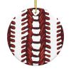 Baseball Softball Laces Christmas Ornament Round Ceramic Ceramic Hanging Ornaments for Home Decor Christmas Decorations with Gold Rope Xmas Tree Ceramic Hanging for Holiday Party view 1