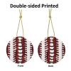 Baseball Softball Laces Christmas Ornament Round Ceramic Ceramic Hanging Ornaments for Home Decor Christmas Decorations with Gold Rope Xmas Tree Ceramic Hanging for Holiday Party view 3