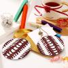 Baseball Softball Laces Christmas Ornament Round Ceramic Ceramic Hanging Ornaments for Home Decor Christmas Decorations with Gold Rope Xmas Tree Ceramic Hanging for Holiday Party view 4