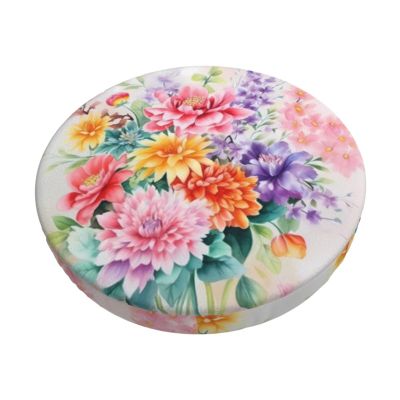 SHIRMDIY Watercolor Pink Flowers 2 Pcs Stretchable Round Bar Stool Covers, Colorful Beautiful Washable Elastic Stool Cushion Seat Covers for Room Home Office Decor 13 inch