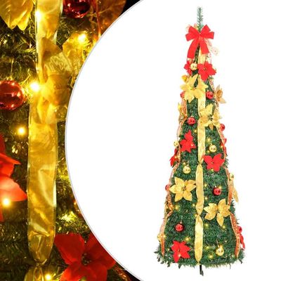 Artificial Christmas Tree Green, Warm White, Red, Gold PVC, Metal vidaXL