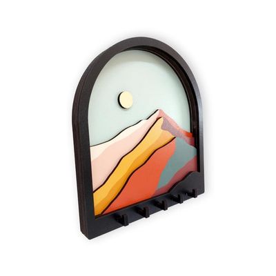 3D Colorful Mountain View Key Holder, 3 Dimensional Mountain Scenery Key Hanger, Layered Mountain Landscape View Key Hook, Three Dimensional Wall Decor, Coat Rack, Entryway Organizer