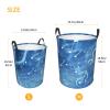 Round Laundry Basket with Handles Personalized Laundry Hamper for Bedroom Blue Musical Notes Circular Laundry Lightweight Waterproof Storage Basket Dirty Clothes Hamper for Bathroom Dorm view 3