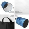 Round Laundry Basket with Handles Personalized Laundry Hamper for Bedroom Blue Musical Notes Circular Laundry Lightweight Waterproof Storage Basket Dirty Clothes Hamper for Bathroom Dorm view 4