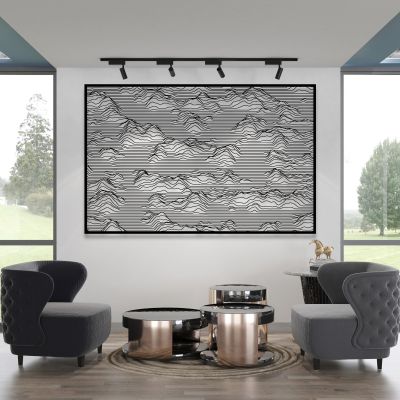 Metal Mountain Wall Art, Metal Line Art Wall Decor, Mountain Wall Decor, Mountain Line Wall Art, Mountain Metal Minimalist Abstract Wall Art Line Drawing Metal Wall Decor Hanging for Bathroom Living Room (59"W x 38"H / 150 x 97 cm, black)