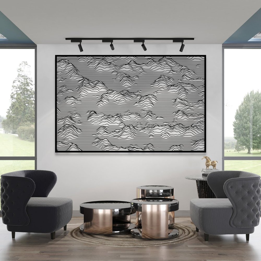 Metal Mountain Wall Art, Metal Line Art Wall Decor, Mountain Wall Decor, Mountain Line Wall Art, Mountain Metal Minimalist Abstract Wall Art Line Drawing Metal Wall Decor Hanging for Bathroom Living Room (59"W x 38"H / 150 x 97 cm, black)