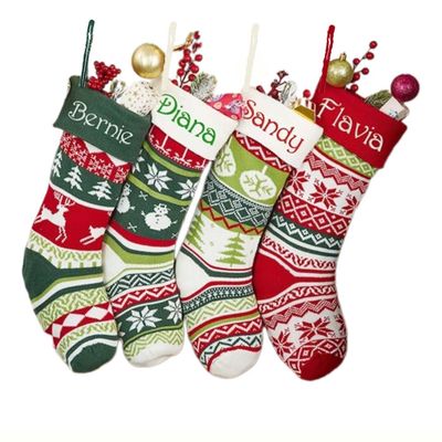 BOELRY Personalized Embroidered Christmas Stockings, Custom Knitted Snowflake Christmas Stockings with Name Large Fireplace Hanging Stocking Xmas Gift Stockings Family Holiday Decorations