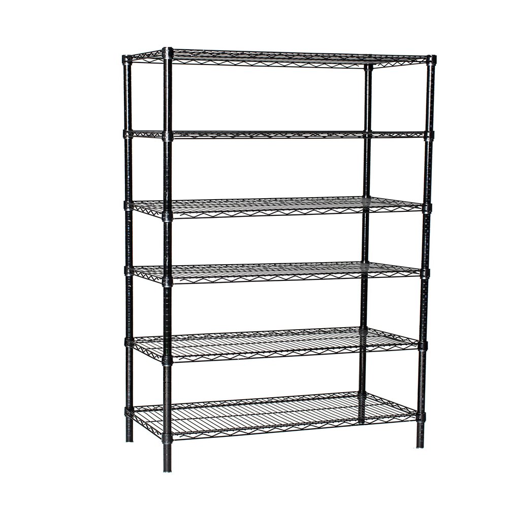 Omega 14" Deep x 72" Wide x 63" High 6 Tier Black Starter Shelving Unit