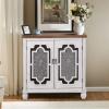MAISON ARTS Accent Cabinet with 2 Doors, Farmhouse Decorative Storage Cabinet with Solid Wood Frame & Legs for Living Room Entryway Small Sideboard Buffet Cabinet, Metal Embossing Pattern view 1