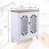 MAISON ARTS Accent Cabinet with 2 Doors, Farmhouse Decorative Storage Cabinet with Solid Wood Frame & Legs for Living Room Entryway Small Sideboard Buffet Cabinet, Metal Embossing Pattern view 2