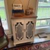 MAISON ARTS Accent Cabinet with 2 Doors, Farmhouse Decorative Storage Cabinet with Solid Wood Frame & Legs for Living Room Entryway Small Sideboard Buffet Cabinet, Metal Embossing Pattern view 3