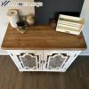 MAISON ARTS Accent Cabinet with 2 Doors, Farmhouse Decorative Storage Cabinet with Solid Wood Frame & Legs for Living Room Entryway Small Sideboard Buffet Cabinet, Metal Embossing Pattern view 4