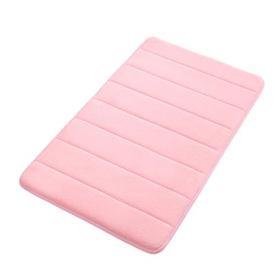 Thick Memory Foam Bath Mat Rugs Non Slip Bathroom Rug Strong Water Absorbent Shower Rugs Machine Washable Ultra Soft Comfort Door Mats Laundry Room Carpet Bathtub Mat Pink 20" x 32"