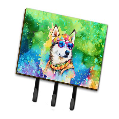 Caroline's Treasures Siberian Husky Hippie Dawg Leash or Key Holder Wall Hooks, Key Hooks Holder, Coat Rack Wall Mount, Coat Hooks, Hooks for Hanging Keys, Towels, Aprons, Leashes