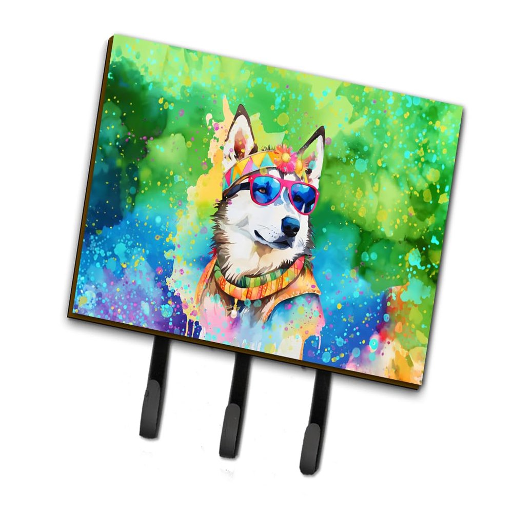 Caroline's Treasures Siberian Husky Hippie Dawg Leash or Key Holder Wall Hooks, Key Hooks Holder, Coat Rack Wall Mount, Coat Hooks, Hooks for Hanging Keys, Towels, Aprons, Leashes