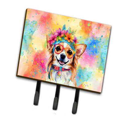 Caroline's Treasures Chihuahua Hippie Dawg Leash or Key Holder Wall Hooks, Key Hooks Holder, Coat Rack Wall Mount, Coat Hooks, Hooks for Hanging Keys, Towels, Aprons, Leashes