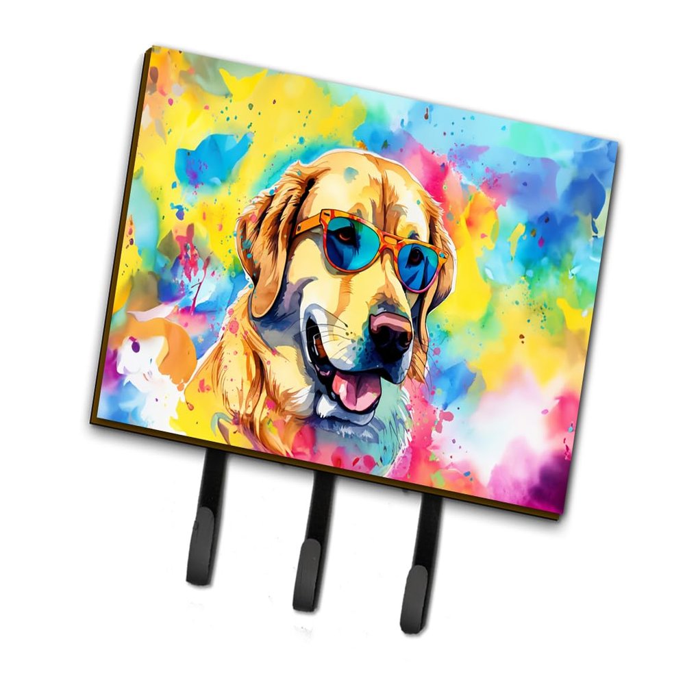 Caroline's Treasures Yellow Labrador Hippie Dawg Leash or Key Holder Wall Hooks, Key Hooks Holder, Coat Rack Wall Mount, Coat Hooks, Hooks for Hanging Keys, Towels, Aprons, Leashes