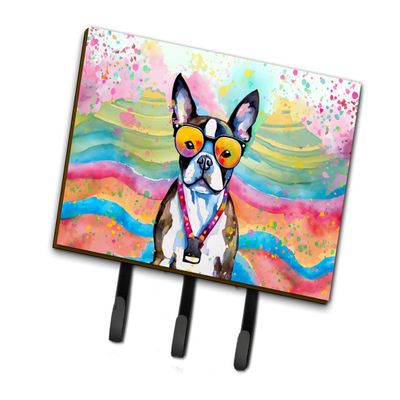 Caroline's Treasures Boston Terrier Hippie Dawg Leash or Key Holder Wall Hooks, Key Hooks Holder, Coat Rack Wall Mount, Coat Hooks, Hooks for Hanging Keys, Towels, Aprons, Leashes