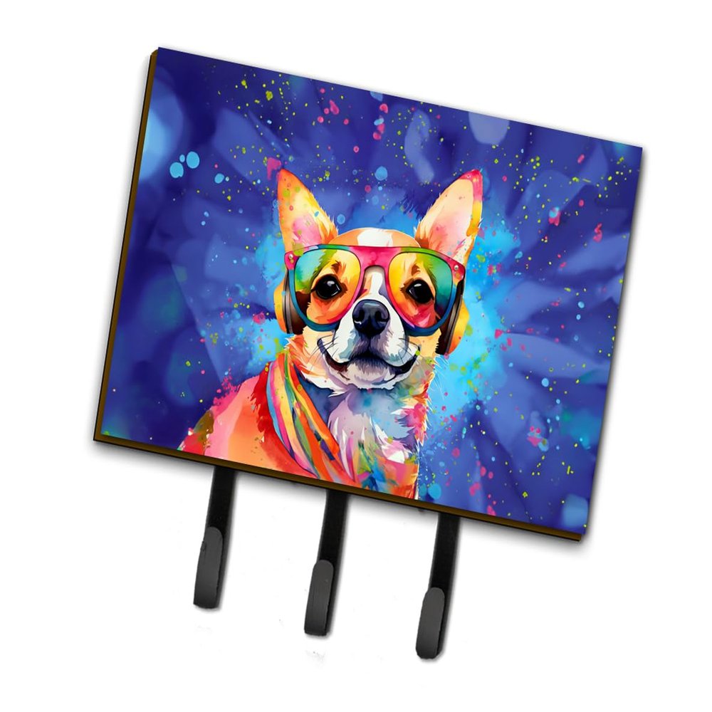 Caroline's Treasures Chihuahua Hippie Dawg Leash or Key Holder Wall Hooks, Key Hooks Holder, Coat Rack Wall Mount, Coat Hooks, Hooks for Hanging Keys, Towels, Aprons, Leashes