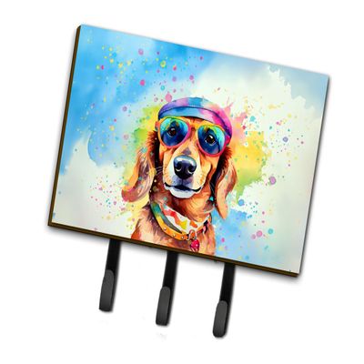 Caroline's Treasures Dachshund Hippie Dawg Leash or Key Holder Wall Hooks, Key Hooks Holder, Coat Rack Wall Mount, Coat Hooks, Hooks for Hanging Keys, Towels, Aprons, Leashes