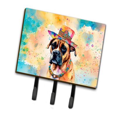 Caroline's Treasures Boxer Hippie Dawg Leash or Key Holder Wall Hooks, Key Hooks Holder, Coat Rack Wall Mount, Coat Hooks, Hooks for Hanging Keys, Towels, Aprons, Leashes