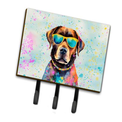 Caroline's Treasures Chocolate Labrador Hippie Dawg Leash or Key Holder Wall Hooks, Key Hooks Holder, Coat Rack Wall Mount, Coat Hooks, Hooks for Hanging Keys, Towels, Aprons, Leashes