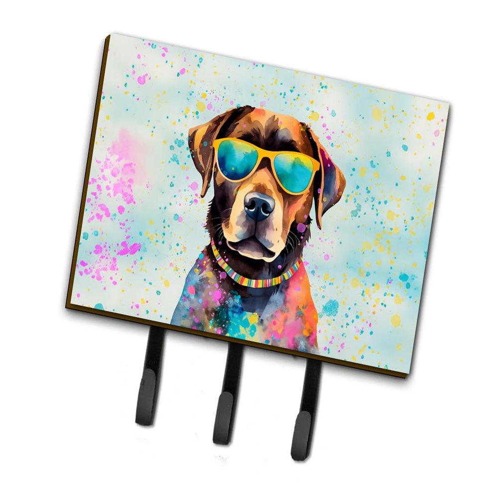 Caroline's Treasures Chocolate Labrador Hippie Dawg Leash or Key Holder Wall Hooks, Key Hooks Holder, Coat Rack Wall Mount, Coat Hooks, Hooks for Hanging Keys, Towels, Aprons, Leashes