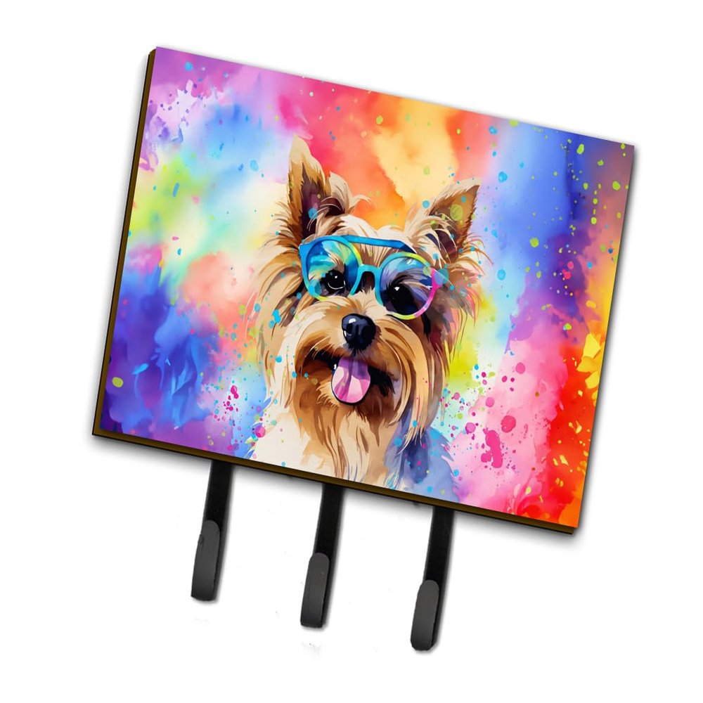 Caroline's Treasures Yorkshire Terrier Hippie Dawg Leash or Key Holder Wall Hooks, Key Hooks Holder, Coat Rack Wall Mount, Coat Hooks, Hooks for Hanging Keys, Towels, Aprons, Leashes