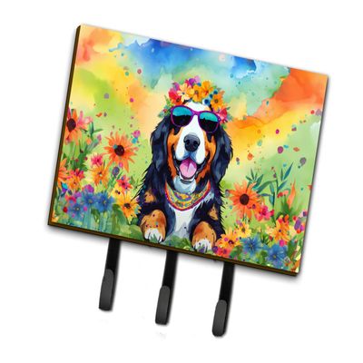 Caroline's Treasures Bernese Mountain Dog Hippie Dawg Leash or Key Holder Wall Hooks, Key Hooks Holder, Coat Rack Wall Mount, Coat Hooks, Hooks for Hanging Keys, Towels, Aprons, Leashes