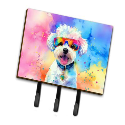 Caroline's Treasures Bichon Frise Hippie Dawg Leash or Key Holder Wall Hooks, Key Hooks Holder, Coat Rack Wall Mount, Coat Hooks, Hooks for Hanging Keys, Towels, Aprons, Leashes