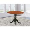 HomeStock Round Wood Dining Table - Sturdy Kitchen Table for Small Spaces Black and Cherry/42-Inch with Dropleaf view 1