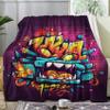 zcwl Graffiti Blanket Twin Size, Fleece Throw Blanket for Couch Bed Sofa, Hip Hop Patterned Blankets and Throws, Super Soft Cozy Fuzzy Plush Flannel Blanket, 60x80, Decor & Gift view 1