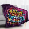 zcwl Graffiti Blanket Twin Size, Fleece Throw Blanket for Couch Bed Sofa, Hip Hop Patterned Blankets and Throws, Super Soft Cozy Fuzzy Plush Flannel Blanket, 60x80, Decor & Gift view 2