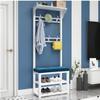 Metal Coat Rack Standing with Shoe Bench, 4 in 1 Hall Tree with 6-8 Hooks and 2-Tier Shoe Rack, Modern Industrial Entryway Coat Tree for Hallway Easy to Assemble A,80x30x172CM view 1