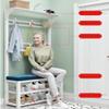Metal Coat Rack Standing with Shoe Bench, 4 in 1 Hall Tree with 6-8 Hooks and 2-Tier Shoe Rack, Modern Industrial Entryway Coat Tree for Hallway Easy to Assemble A,80x30x172CM view 4