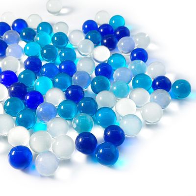 CYS EXCEL Mix Blue Clear Glass Marble Gemstone Vase Filler (3 LBS) | Multiple Color Choices Aquarium Glass Round Marble Beads | Decorative Mosaic Glass Gem Pebbles (Approx. 80-93 PCS)