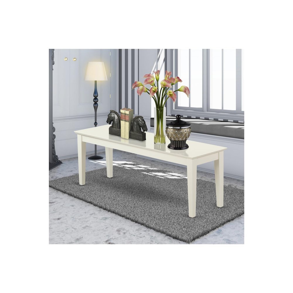 HomeStock Antique Accent Bench Wood Seat - Linen White Finish Seating - Farmhouse Entryway Decor