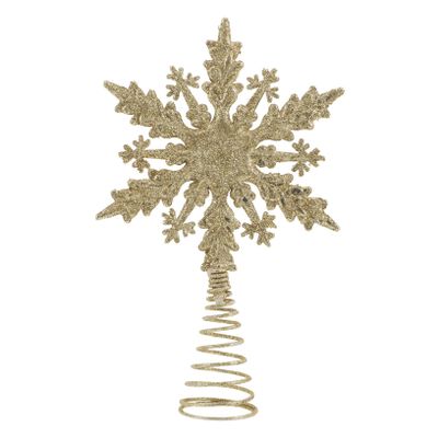 FONDOTIN Christmas Star Tree Topper Ornament Vintage Snowflake Design Glittering Finish for Indoor Holiday Decorations Adds to Your Xmas Tree