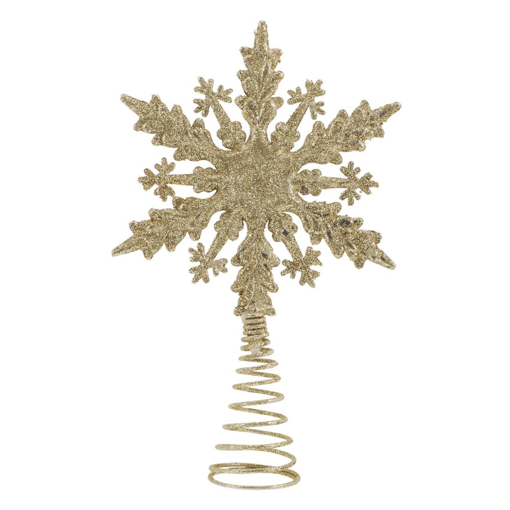 FONDOTIN Christmas Star Tree Topper Ornament Vintage Snowflake Design Glittering Finish for Indoor Holiday Decorations Adds to Your Xmas Tree