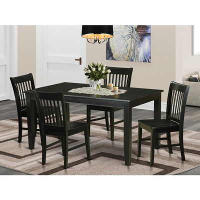 HomeStock Formal Dining Room Set - Dinette Table & Chairs - Mediterranean Style - Asian Hardwood - Black Finish