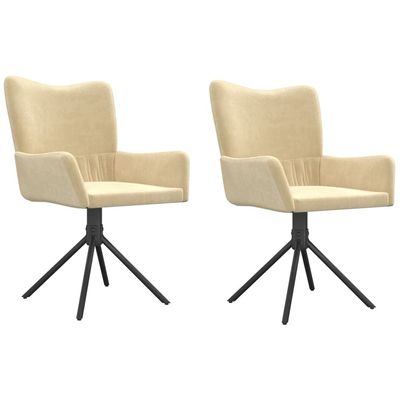 vidaXL Modern Swivel Dining Chairs 2 pcs in Elegant Cream Velvet  Contemporary and Stylish Dinner Seating with a Comfortable Swivel Base