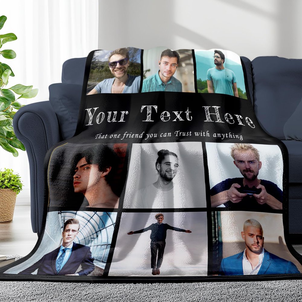 Custom Blanket With Pictures Texts-Personalised Photo Blanket Flannel Personalized Throw Blanket With Your Own Pictures Custom Blanket with Photo Collages For Family Birthday Wedding Gift(9 pictures)
