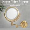 JERDON Wall-Mounted Makeup Mirror with LED Light - Direct Wire Lighted Makeup Mirror with 8X Magnification - 8.5-inch Diameter Mirror with Gold Finish Wall Mount - Model HL75BGD view 2